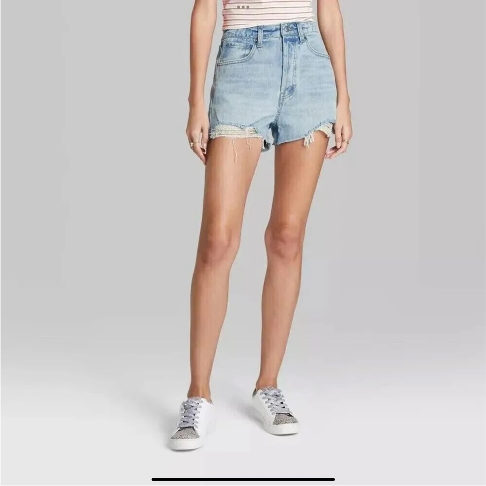 Wild Fable Super High-Rise Cut Off Jean Shorts Button Fly Light Wash Size 8 New